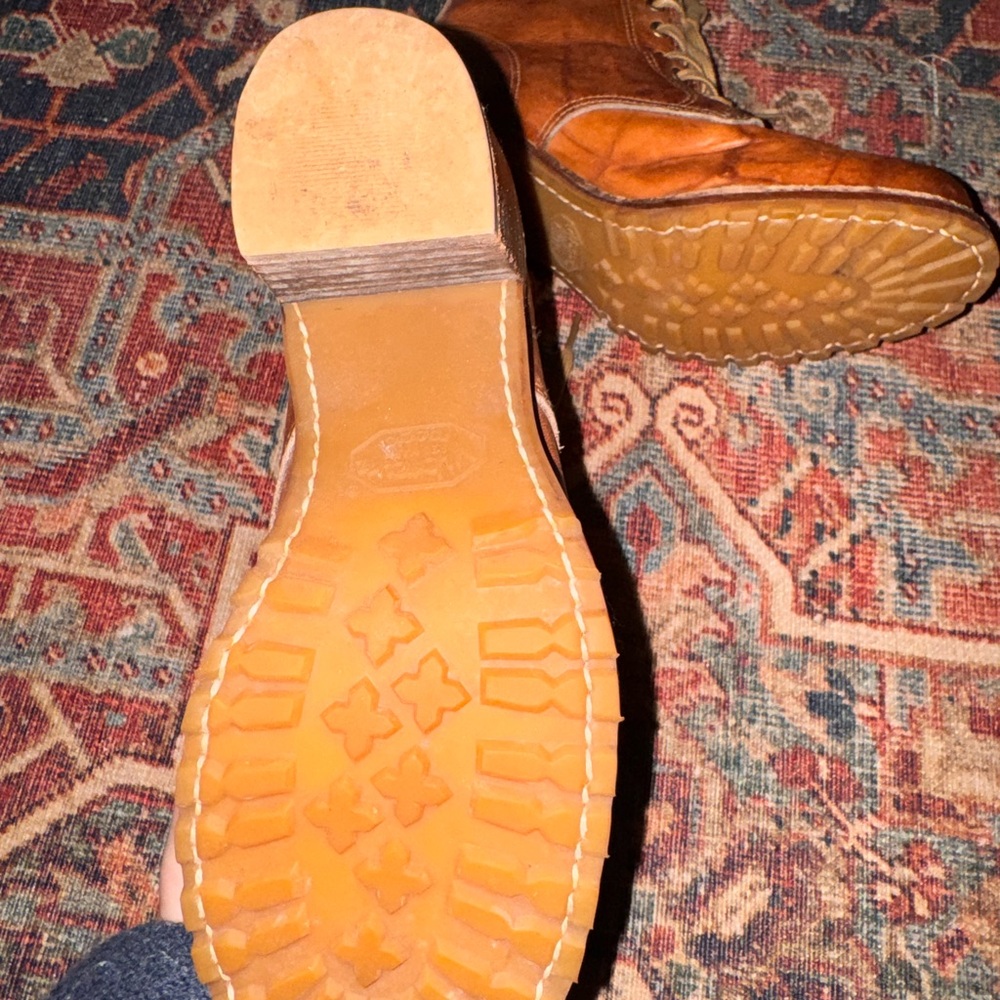 Frye Tan Leather Lace-Up Ankle Boots - Picture 4 of 6